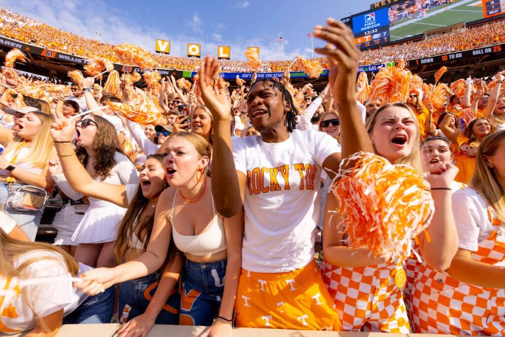 students at UT football game